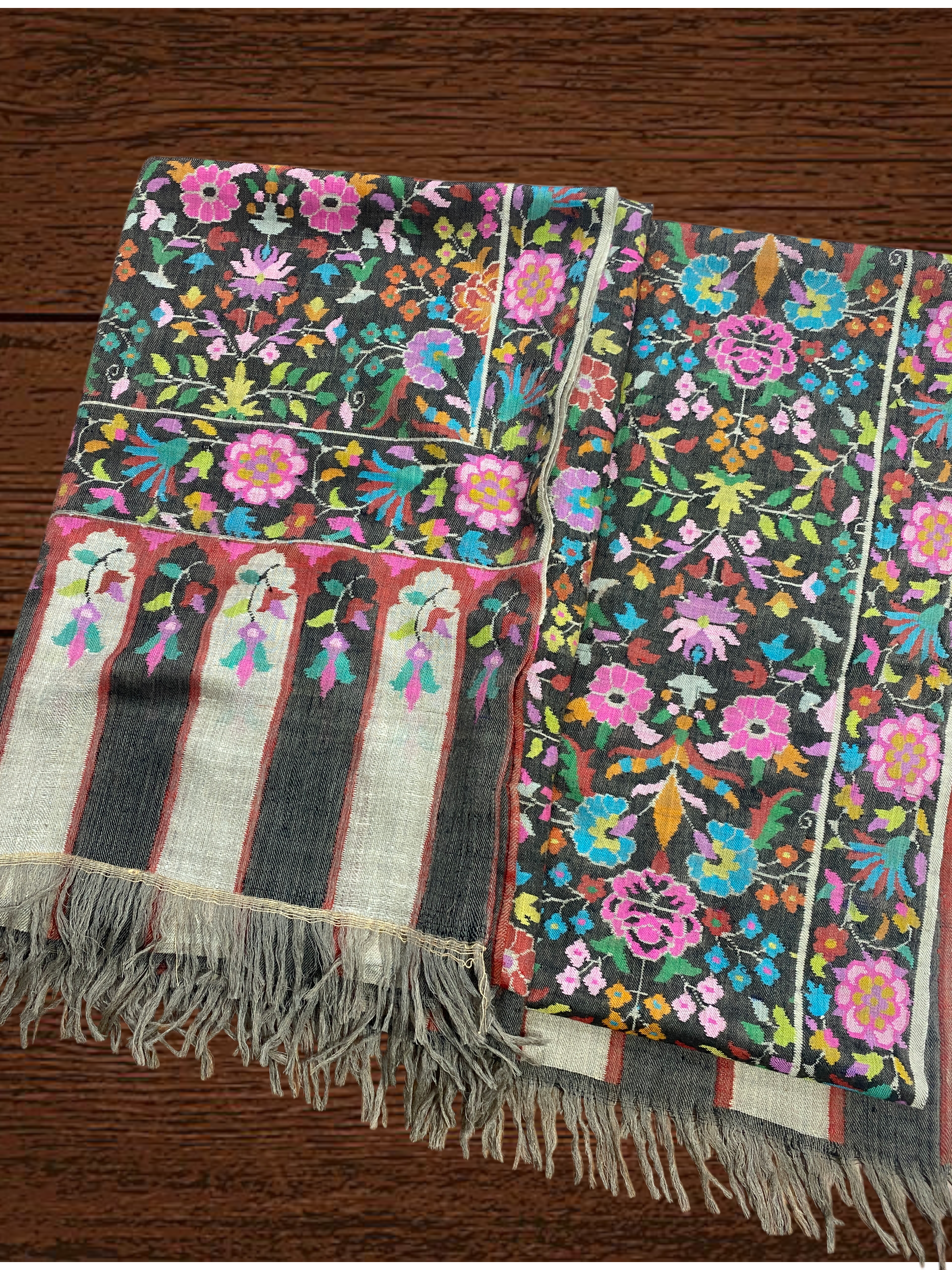 IMG_7865 Pure Pashmina Kani Shawl – Multicolor Floral - Image 3