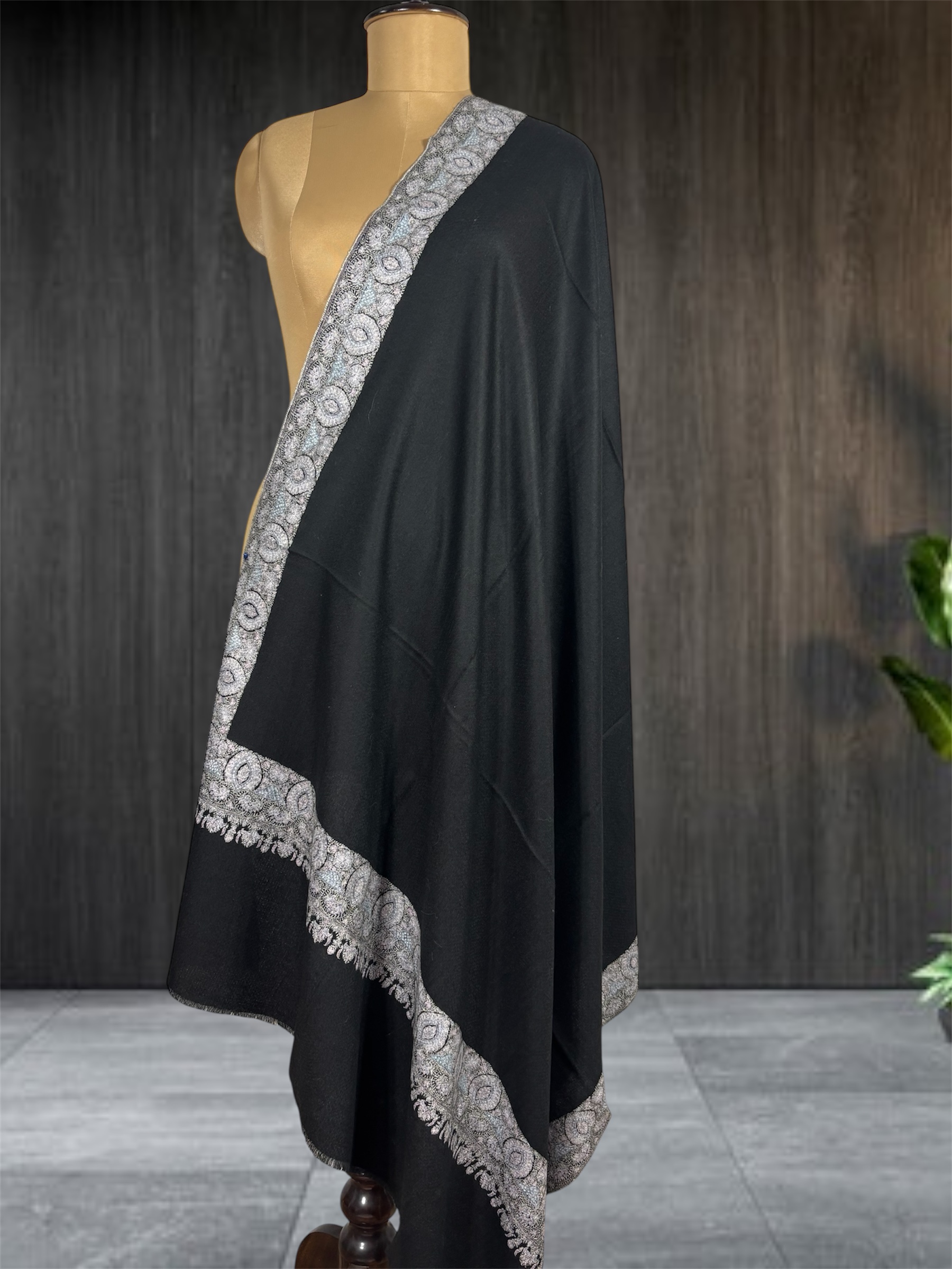 auto draft Pure Pashmina Shawl with Hand Embroidered Border – Luxury1